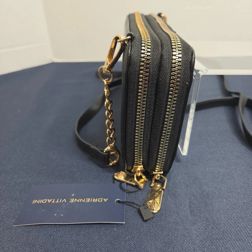 Adrienne Vittadini Downtown Collection Double Wallet w/Removable Strap Black